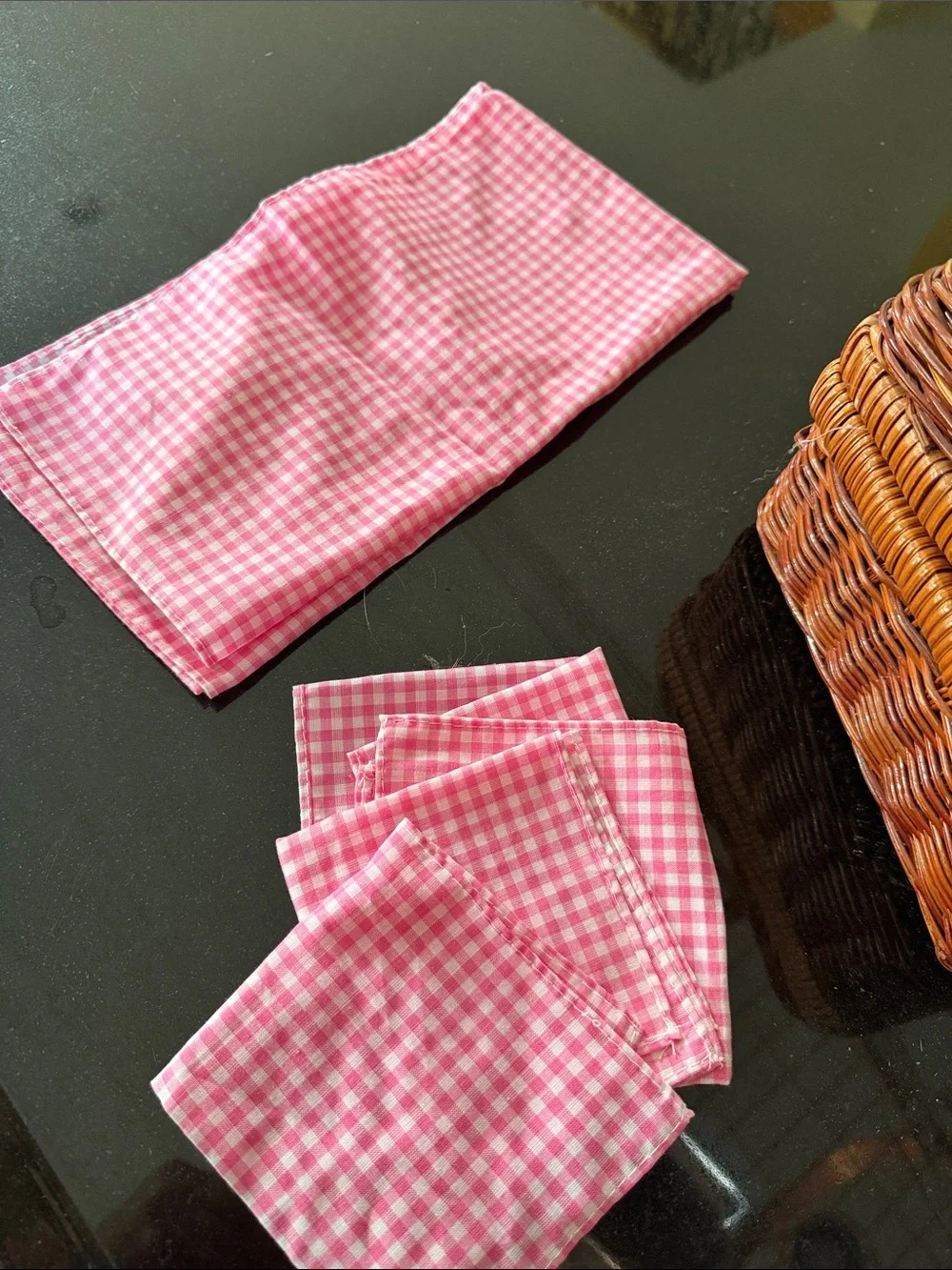 Children's Pink Gingham Picnic Tea Set with Cutlery, Plates, Cups And Linens